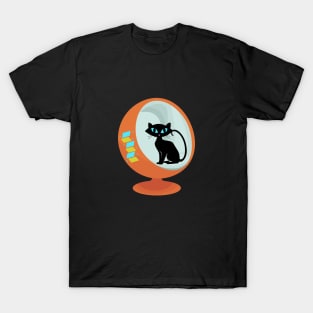 Atomic Cat in Mid Century Chair T-Shirt